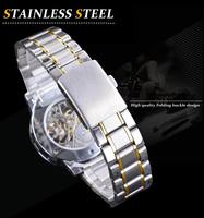 Montre homme Winner 614, design transparent avec diamants, mouvement à engrenages lumineux, montre mécanique squelette de luxe pour homme.