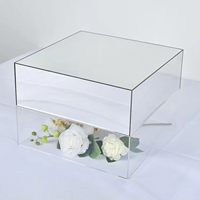 Présentoir carré en acrylique miroir argenté écologique pour buffet, support à desserts, carton pour mariage, banquet, pause thé