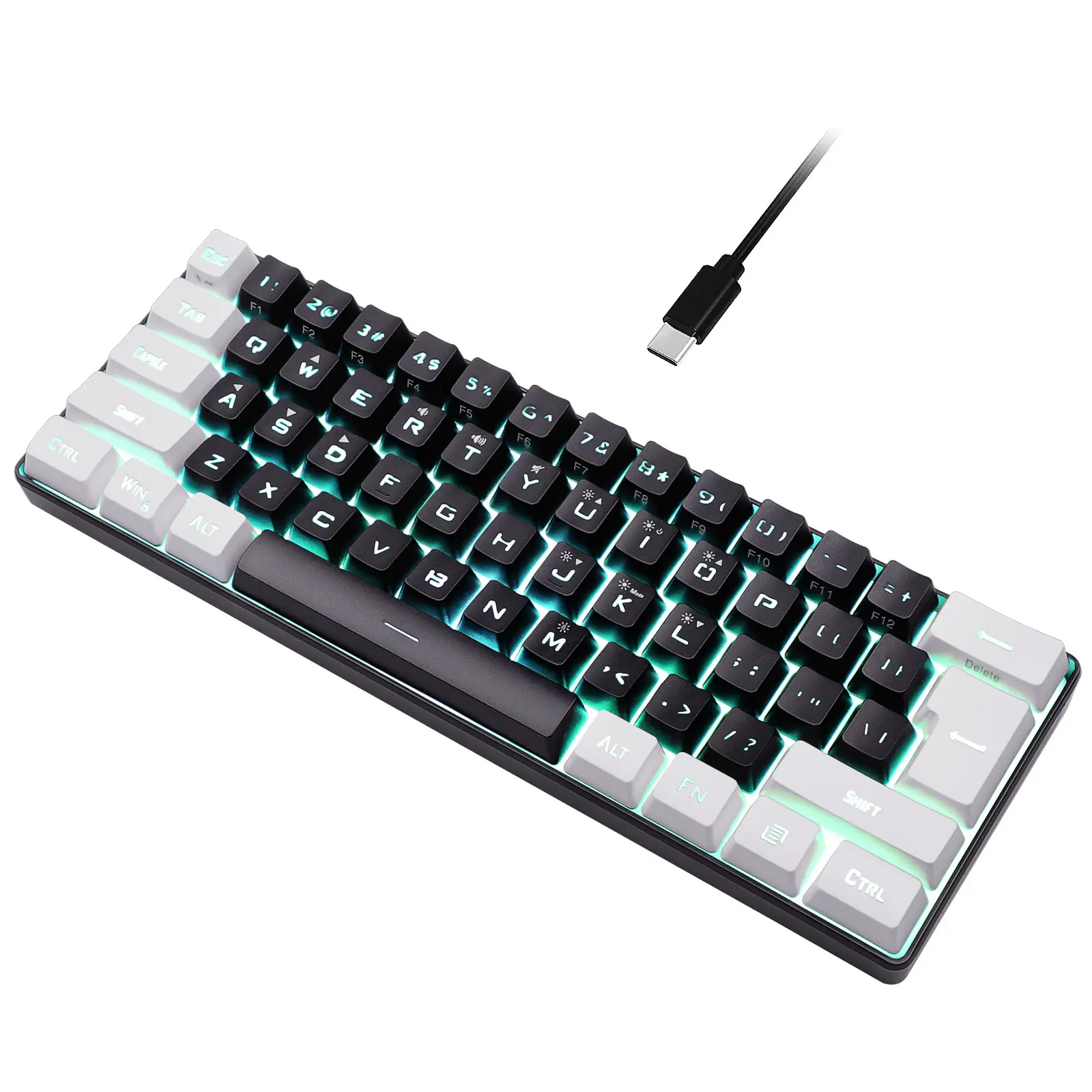 ZXX Tastatur 61 Tasten Benutzer definierte Tasten kappe Mini USB Wired Gaming Fashion RGB hintergrund beleuchtete optische nicht mechanische Tastatur