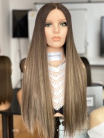 Perruque Casher SHY, couleur marron, cheveux humains naturels, dessus en dentelle, couleur personnalisée, fournisseur d'usine