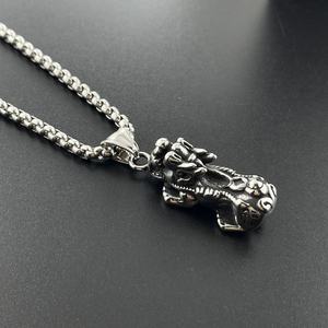 Personalized Retro Pixiu Pendant Trendy Men's and Women's Necklace with Stainless Steel <b>Chain</b> Fortune Seeking Treasure Jewelry - Product Image 1