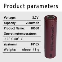 Batterie au lithium NCM haute capacité 18650 sans languettes 2000mAh 15C 20P 3.7V pour chariots élévateurs et applications industrielles, disponible en OEM/ODM