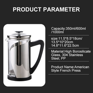 Tùy Chỉnh 600Ml 1L Cao Thủy Tinh Borosilicate Tiếng Pháp Báo Chí Thép Pháp Báo Chí Cho Cà Phê Nhà Báo Chí - Product Image 6