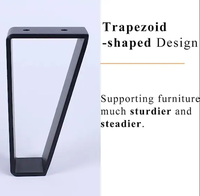 Lot de 4 pieds de meubles lourds en métal noir en forme de triangle pour chambre à coucher style mod du milieu du siècle pour salle à manger salon canapé canapé
