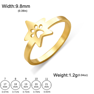 Myshape Bague étoile patte de chat en acier inoxydable couleur or Bagues pour femmes Fashion Animal Pet Footprint Jewelry Birthday <span class=keywords><strong>Gif</strong></span> - Product Image 6