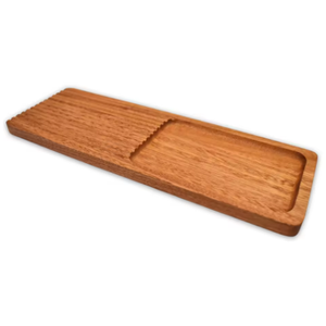 Planche de service rectangulaire en bois rainuré, plateau alimentaire moderne en bois de Sapele - Product Image 2