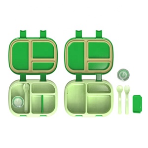 Bentfun Free Green Lunch Box Japanese Bento Box with removable divider sauce box and cutlery set on the go