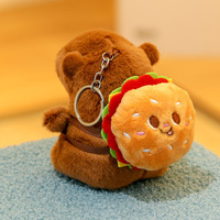 Sac à dos en forme de hamburger personnalisé en usine porte-clés ours en peluche animal porte-clés en peluche mignon personnalisé