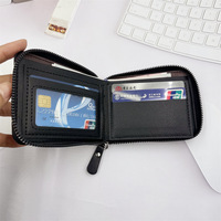 Dompet Resleting Kustom Berkualitas Tinggi Pria Fashion Kulit PU Dompet Remaja RFID Tipis Logo Kanvas Tempat Kartu Kustomisasi