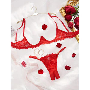 SMOOTH Custom ized Damen Sexy Plus Size <span class=keywords><strong>2</strong></span>-teiliges Dessous-Set mit Reveal-BH und Open-Crotch-Tanga-Höschen - Product Image 6