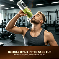 Blender portable sans fil puissant, rechargeable par USB-C, mini-blender pour smoothies, shakes protéinés, gym, voyage, bureau, usage quotidien