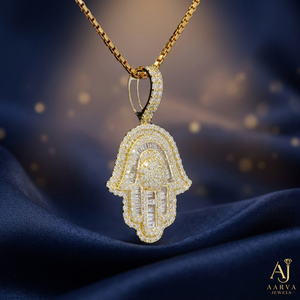 AARVA JEWELS Pendentif Breloque en Argent Sterling 925 en forme de Cloche avec Moissanite, Plaqué Or Jaune, Taille Brillant, Sertissage à Griffes, Style Hip Hop - Product Image 2