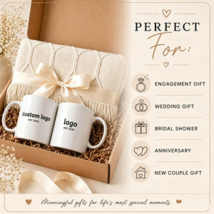 Custom Logo Personalized Glass Mug Gift Box Set with Knitted Blanket Low MOQ for Holiday &amp; Wedding <strong>Presents</strong> - Product Image 3