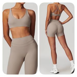 Set Pakaian Olahraga Wanita Cepat Kering Grosir, Set Gym Fitness Custom 2 Pcs untuk Wanita, Pakaian Gym Wanita dengan Logo - Product Image 3