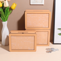 Tirelire personnalisable avec logo, en bois, pour dollars américains, tirelire à chiffres, cadeaux originaux, décoration d'intérieur, tirelire en francs
