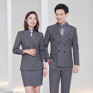 Costume d'affaires gris sur mesure à double boutonnage pour hommes et femmes, vêtements pour les travailleurs de l'<span class=keywords><strong>immobilier</strong></span> et des bijoux, costume tempéré automne-hiver - Product Image 5