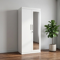 Armoire en acier avec miroir et porte coulissante, démontable, 2 portes, pour chambre à coucher