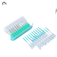 Fil dentaire YN avec brosses en polyester doux et saveur menthe, emballé individuellement, pointes effilées pour appareils dentaires