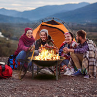 Brasero extérieur en acier pour bois, barbecue, idéal pour patio, jardin et camping, brasero rond robuste avec écran anti-étincelles