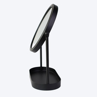 Table de toilette économique noire double face avec miroir et plateau, station de maquillage décorative avec loupe, design côtier