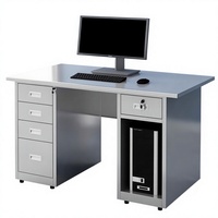 Bureau d'ordinateur commercial moderne en acier inoxydable 304, table de travail multi-tiroirs verrouillable, armoire pour unité centrale de traitement, hôpital, laboratoire