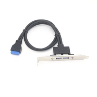 Panel Belakang Wanita 50Cm 2 Port USB 3.0 Adaptor Kabel Header 20pin dengan Braket Pelat Slot PCI Tersedia