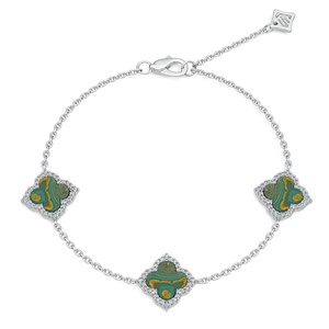 Original Environmental Friendly Natural Art Green Marbled Zircon 925 Silver Rhinoceros Horn Xipi Lacquer Lacquerware Bracelet