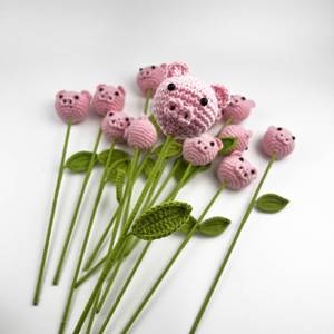Ramo de cerdos tejidos a mano de lana, decoración creativa para el hogar con diseño de animales de dibujos animados - Product Image 2