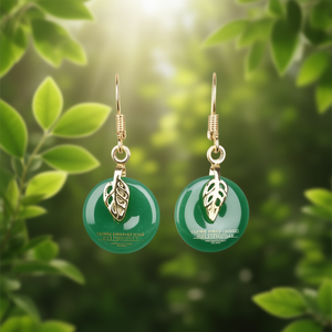 Pendientes de Jade Chino Tradicional con Diseño de Hoja Chapados en Oro, Joyería Clásica de Moda para Mujer - Product Image 2