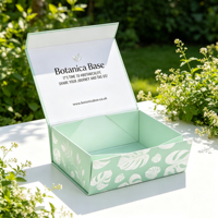 Boîte cadeau magnétique pliable Glow, imprimé feuille de Monstera dorée, boîte rigide pliable avec logo personnalisé en feuille d'or pour l'emballage des soins de la peau