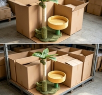 Arbre à chat multifonctionnel en sisal avec griffoir en forme de cocotier tropical, masseur en forme de cactus et coussin rond doux pour chat