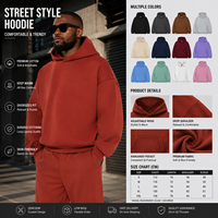 Sweat à capuche personnalisé épais 500 g/m² à épaules tombantes, coupe oversize, haute qualité, vierge, 100 % coton, tissé en maille pour homme
