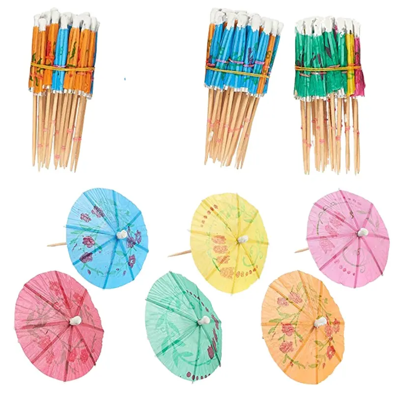 Bambus Drinks Drink Party Tableware Disposables Eco-Friendly Umbrella Parasol Toothpick For Wedding