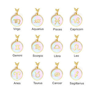 Collier avec pendentif en forme d'étoile, symbole signes du zodiaque, 12 constellations, bijoux imperméables en or 18k, Horoscope, disque, pièce de monnaie - Product Image 2