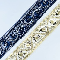 Ceinture de mariage vintage de luxe, écologique, faite à la main, avec décorations de sequins, perles dorées, dentelle, garniture florale en maille, sexy et classique