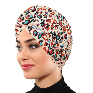 Gorro de turbante plisado de alta calidad para mujer, gorro árabe con estampado de leopardo, gorro Hijab - Product Image 6