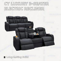 Modernes Echtleder VIP Kino Heimkino Elektrisches Relaxsofa-Set mit Holzbeinen und Kühlfunktion für Wohnzimmer
