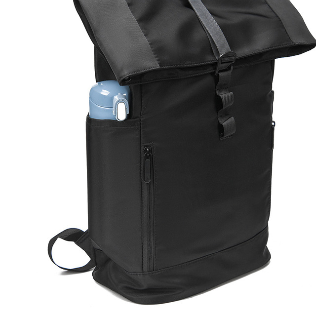 Custom Logo Roll-top Student Backpack Men's Folding Flip Backpack Large Capacity Travel Leisure Backpack Lightweight School Bag