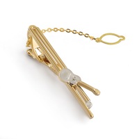 Pince à cravate en alliage plaqué or pour homme avec chaîne, accessoire de costume d'affaires, cadeau