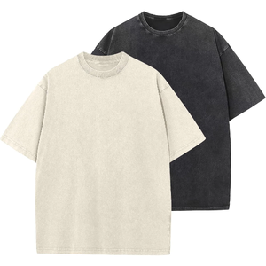 Custom Plus Size Blank Breathable Front Heavyweight Vintage Acid Wash T-Shirts Wholesale Oversized Drop Shoulder Mens Streetwear - Product Image 4
