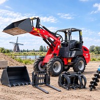 Mini-chargeur frontal W1390 pour la préhension des grumes, 3000 kg, moteur 44 CV, équipement de chargement compact sur roues pour les opérations agricoles