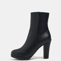 Bottes à plateforme en faux daim noir, grandes tailles disponibles, couleurs personnalisables, fermeture éclair latérale, hiver, rehaussantes