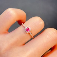 New Design OEM ODM Luxury 925 Sterling Silver Gold-Plated Natural Pink Ruby Ring Women Anniversary Party Gift