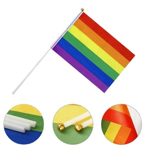 Produit promotionnel, vente chaude, fourniture directe d'usine, vente en gros, drapeau à main miniature en polyester pas cher, arc-en-ciel - Product Image 4