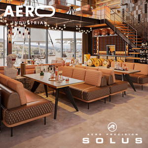 Canapé de bar commercial en PU de style industriel, combinaison table et chaises, mobilier de <span class=keywords><strong>restaurant</strong></span>, bistro, café - Product Image 2
