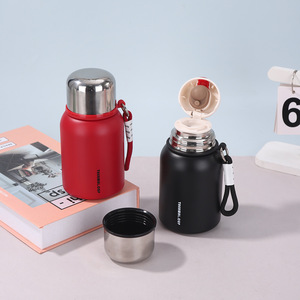 Botella de Acero Inoxidable de Doble Pared de 450 ml, Taza Térmica para Camping con Asa, Taza Deportiva Moderna para <span class=keywords><strong>Café</strong></span> con Tapa - Product Image 4