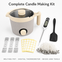 Kit de fabrication de bougies, pot à fondre la cire 1,5 L, thermomètre numérique, contrôle précis de la température, outil de raclage, fournitures pour bougies DIY