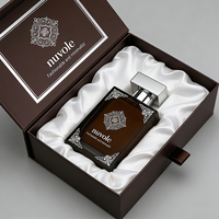 Vente directe de flacons de parfum vides, flacon de parfum carré à col serti, flacon de parfum en verre brun avec emballage en boîte