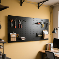 Papan Pegboard Berlubang Hitam 500x350x1.0mm Heavy Duty - Organizer Dinding Serbaguna untuk Garasi, Bengkel, Ruang Tamu, Penyimpanan Tas