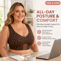 Soutien-gorge sans fil à fermeture avant sans coutures, lissant le dos, grande taille, correcteur de posture, bretelles larges, couvrance complète pour femme